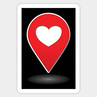 Heart Location Icon - dark background Magnet